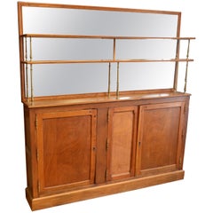 French Oak Back Bar, circa 1910, with Two Shelves Backed by Mirror