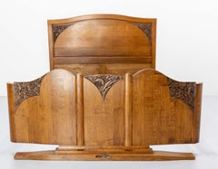 French Oak Bed Typical of the 20th Midcentury Period, circa 1960