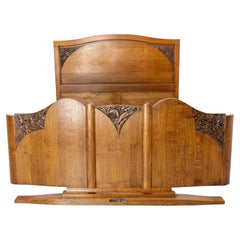 French Oak Bed Typical of the 20th Midcentury Period, circa 1960