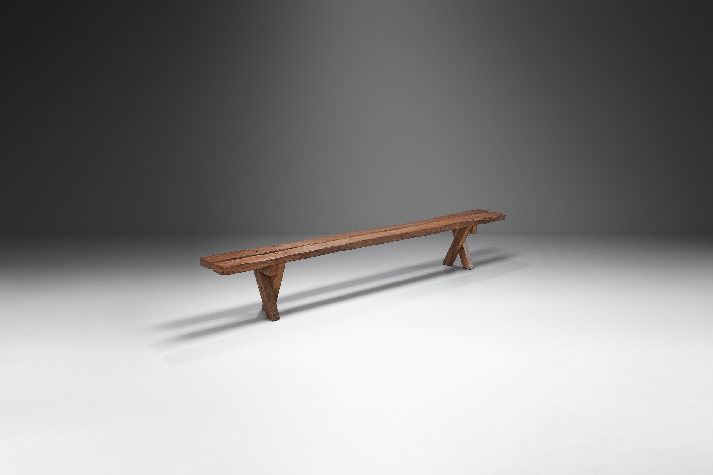 Late 20th Century French Oak Bench by Jean and Sébastien Touret, France 1970s