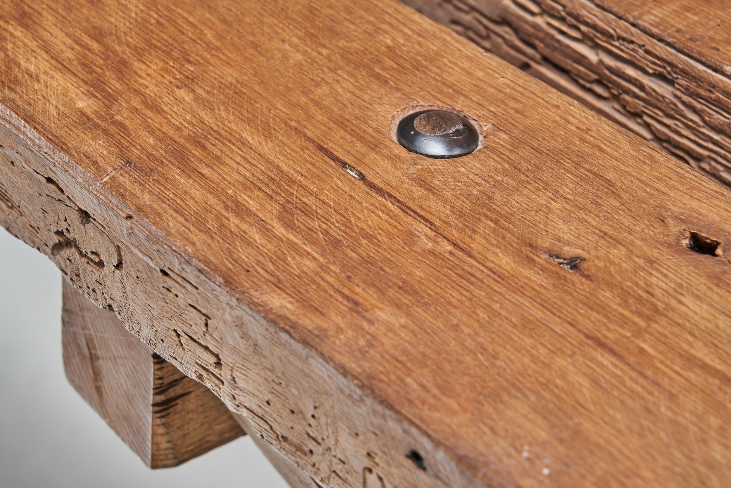 French Oak Bench by Jean and Sébastien Touret, France 1970s 3