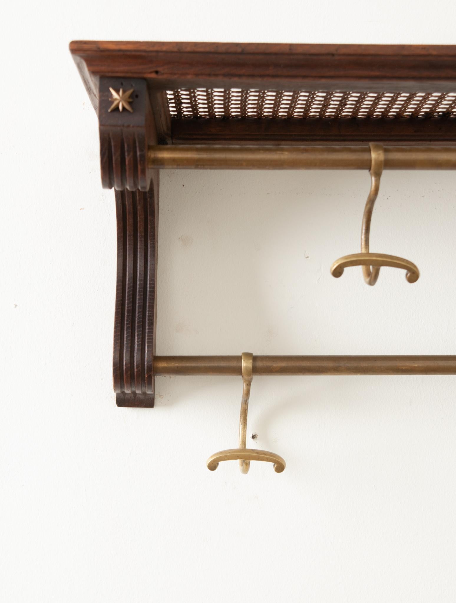 Hand-Carved French Oak & Brass Train Rack For Sale