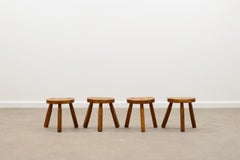 French Oak Brutalist “Milking” Stool