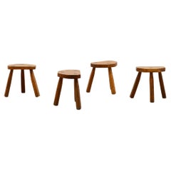 French Oak Brutalist “Milking” Stool