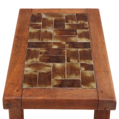 French Oak Brutalist Tile-Top Coffee Table, C. 1965.