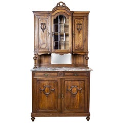 Antique French Oak Buffet from the Turn of  the 19th and 20th Centuries with Marble Top