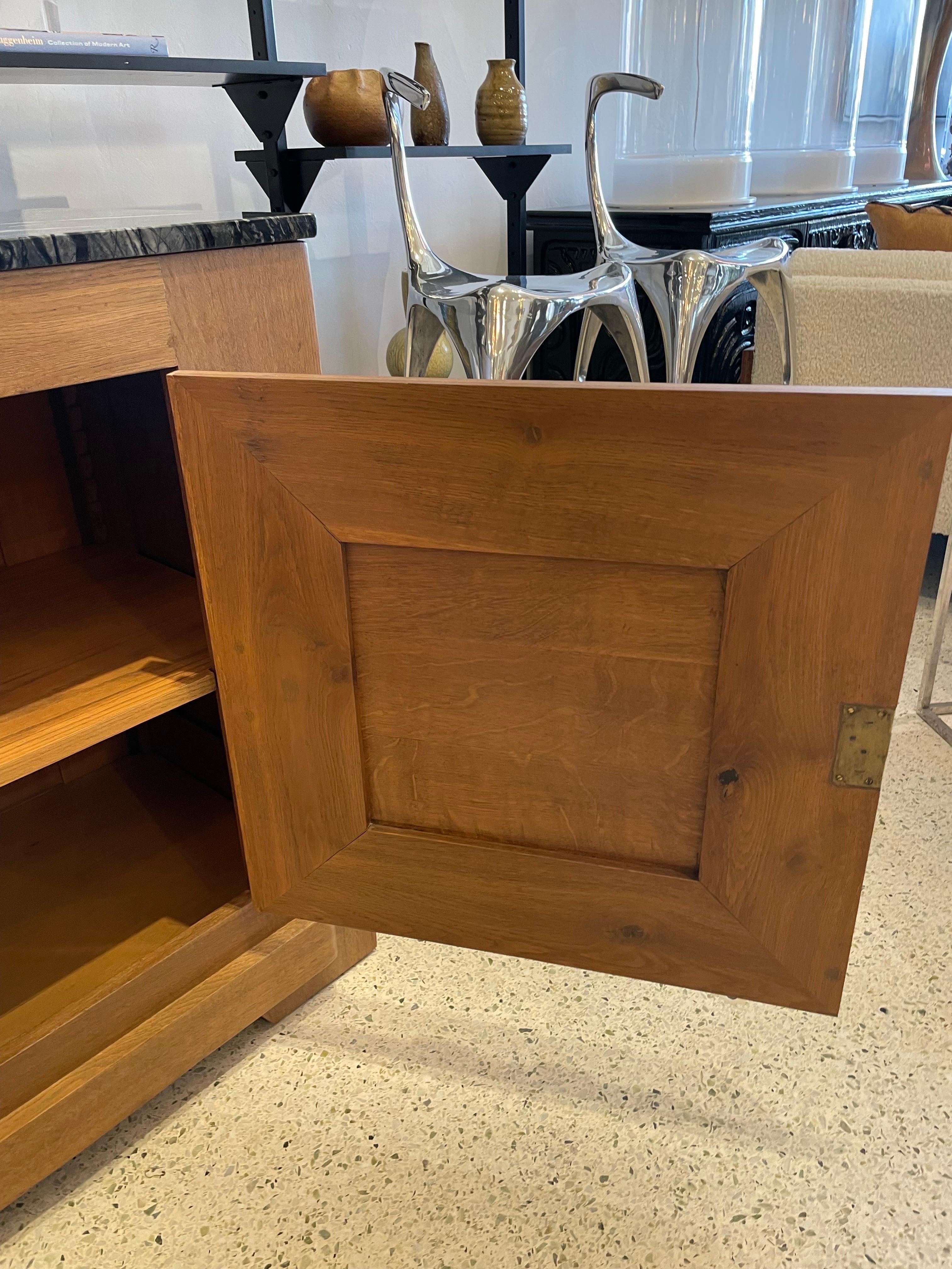 French Oak Buffet W/ Geometric Details and Marble Top For Sale 7