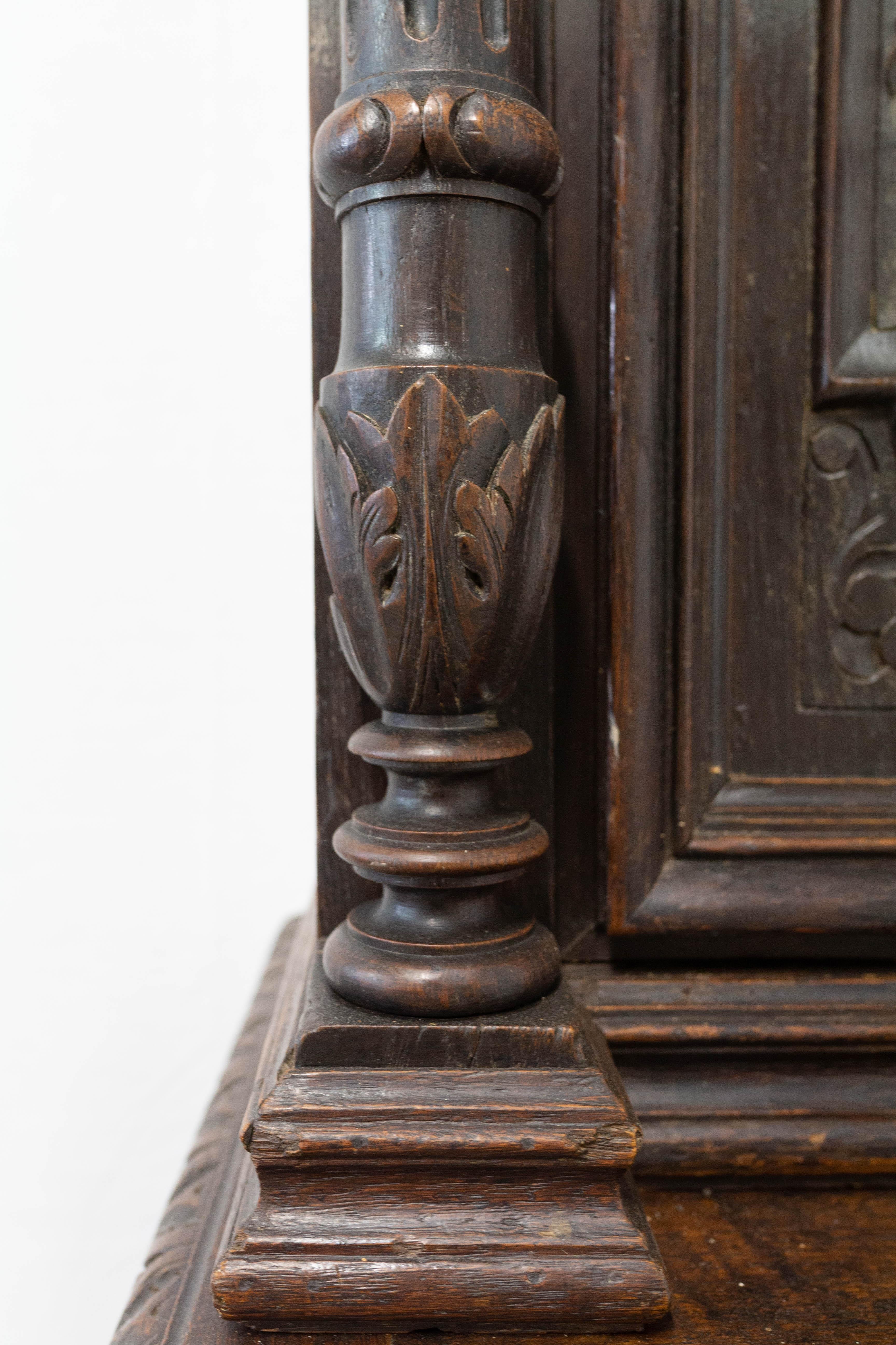French Oak Cabinet Deux Corps Buffet Renaissance Revival, Mid 19th Century For Sale 9