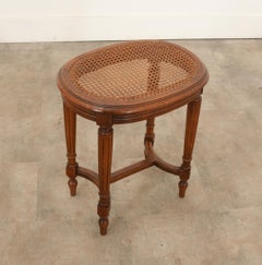 French Oak & Cane Louis XVI Stool