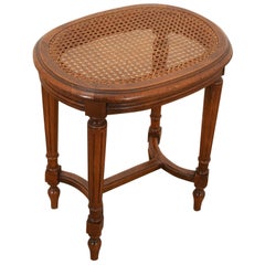 French Oak & Cane Louis XVI Stool