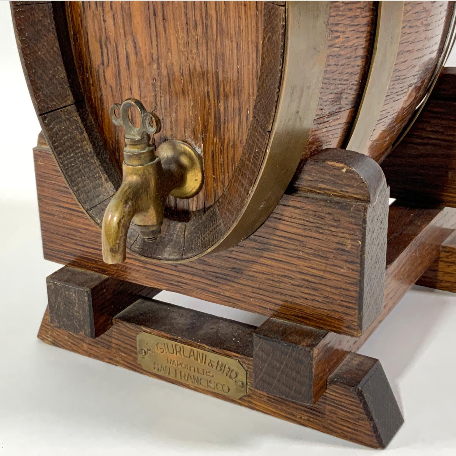 French Oak Cask on Stand for a. Giurlani + Bros. In Good Condition For Sale In Norwell, MA