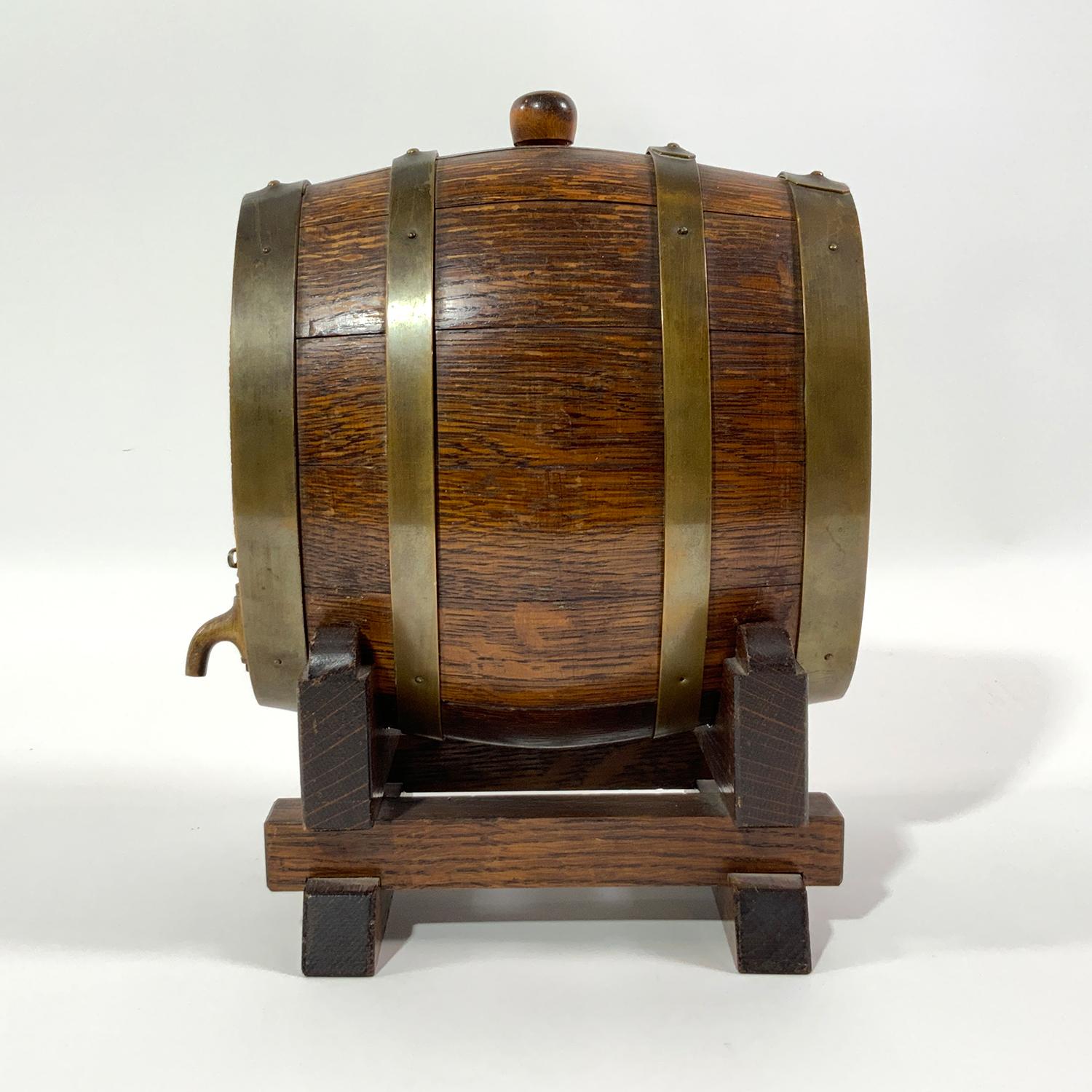 Wood French Oak Cask on Stand for a. Giurlani + Bros. For Sale
