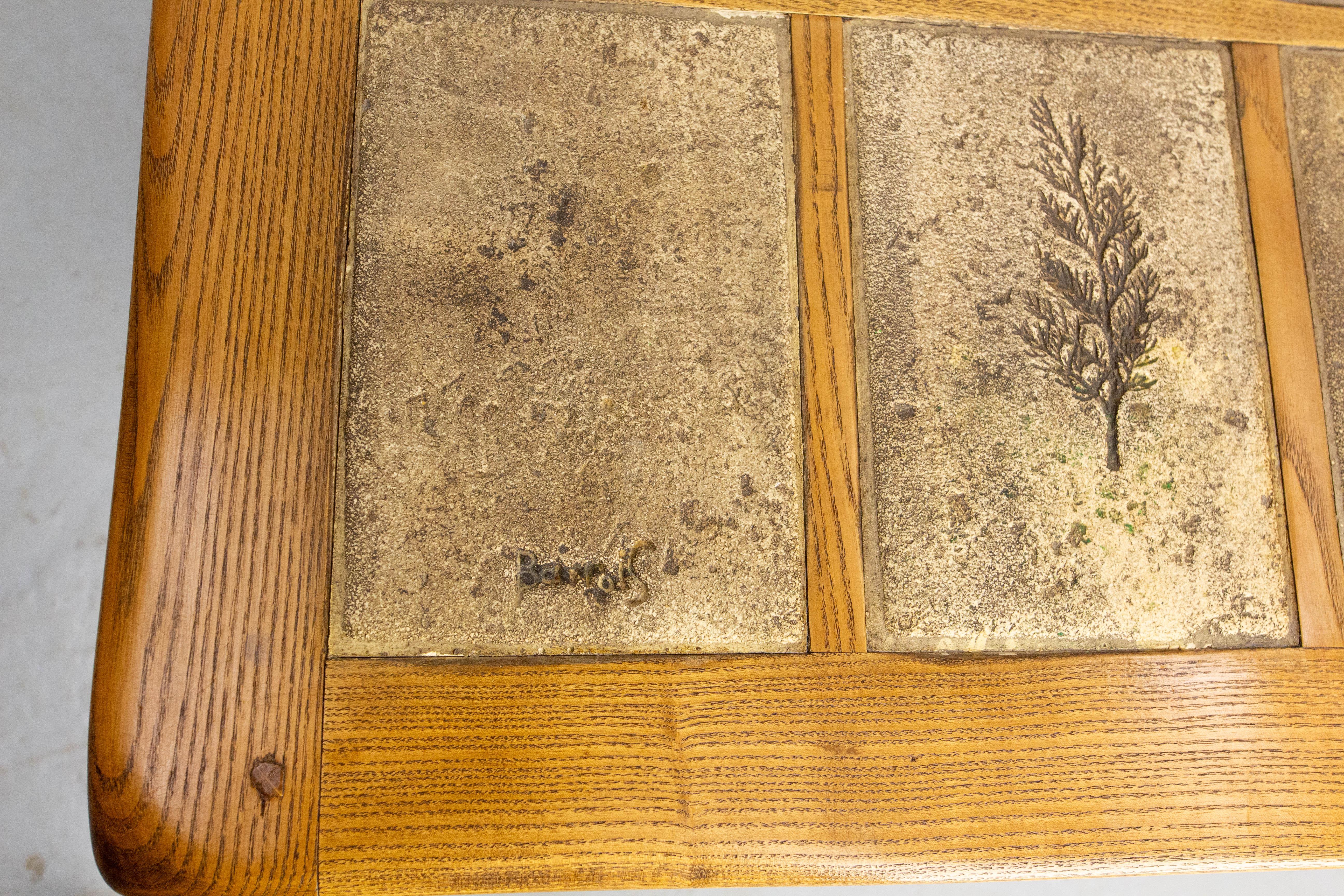 Tavolino francese in Oak e ceramica Vallauris Piastrelle firmato Barrois, circa 1970 in vendita 3