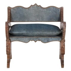 Antique French Oak Cerused Bench from Coco Chanel's Villa La Pausa