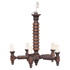 French Oak Chandeliers in the Manner of Dudouyt, '2 Available'