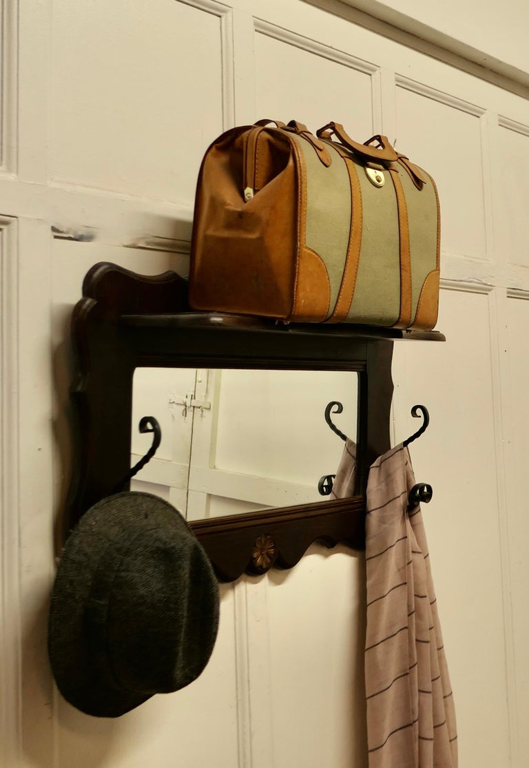 French Oak Coat and Hat Rack with Shelf and Mirror For Sale at 1stDibs ...