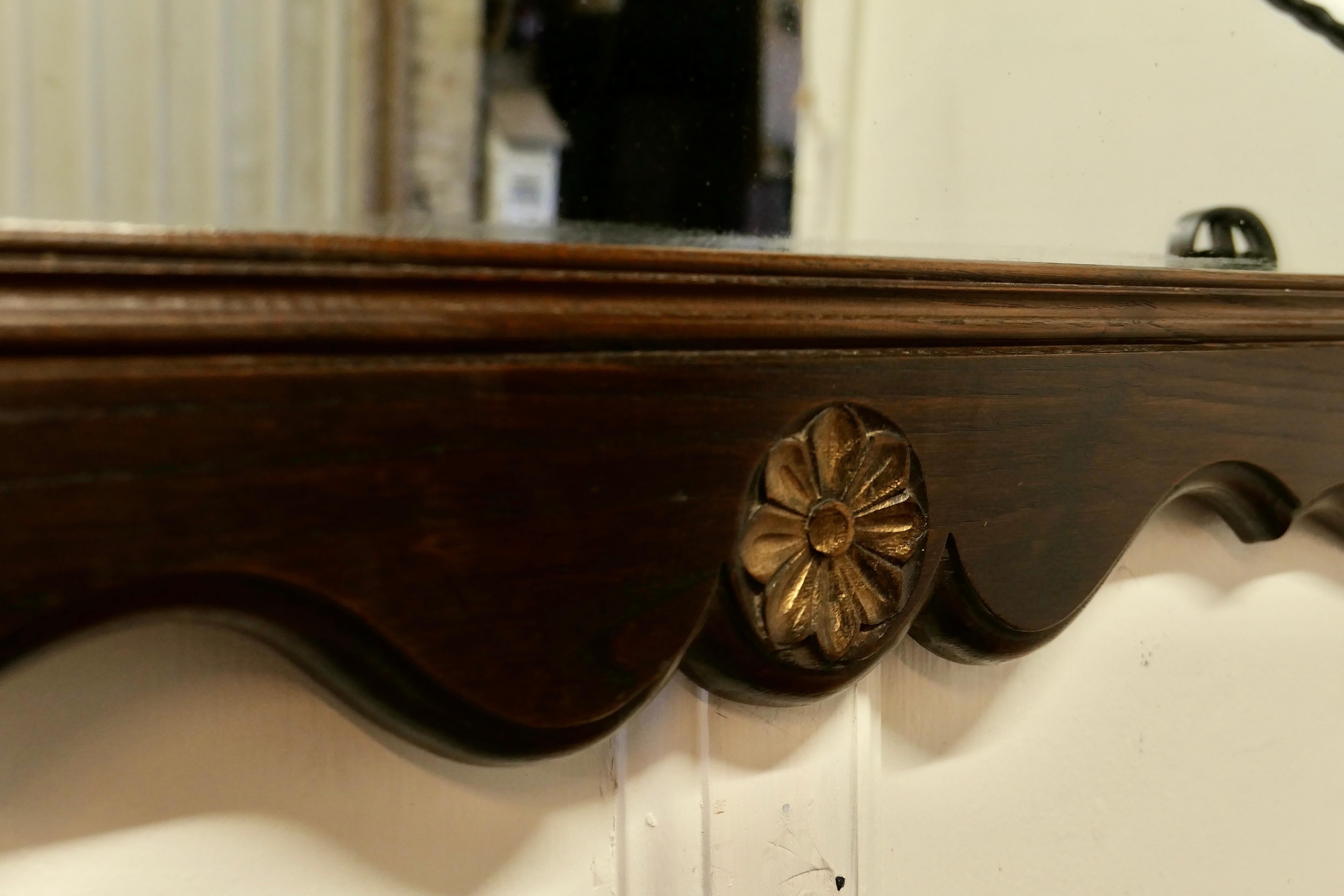 French Oak Coat and Hat Rack with Shelf and Mirror 1
