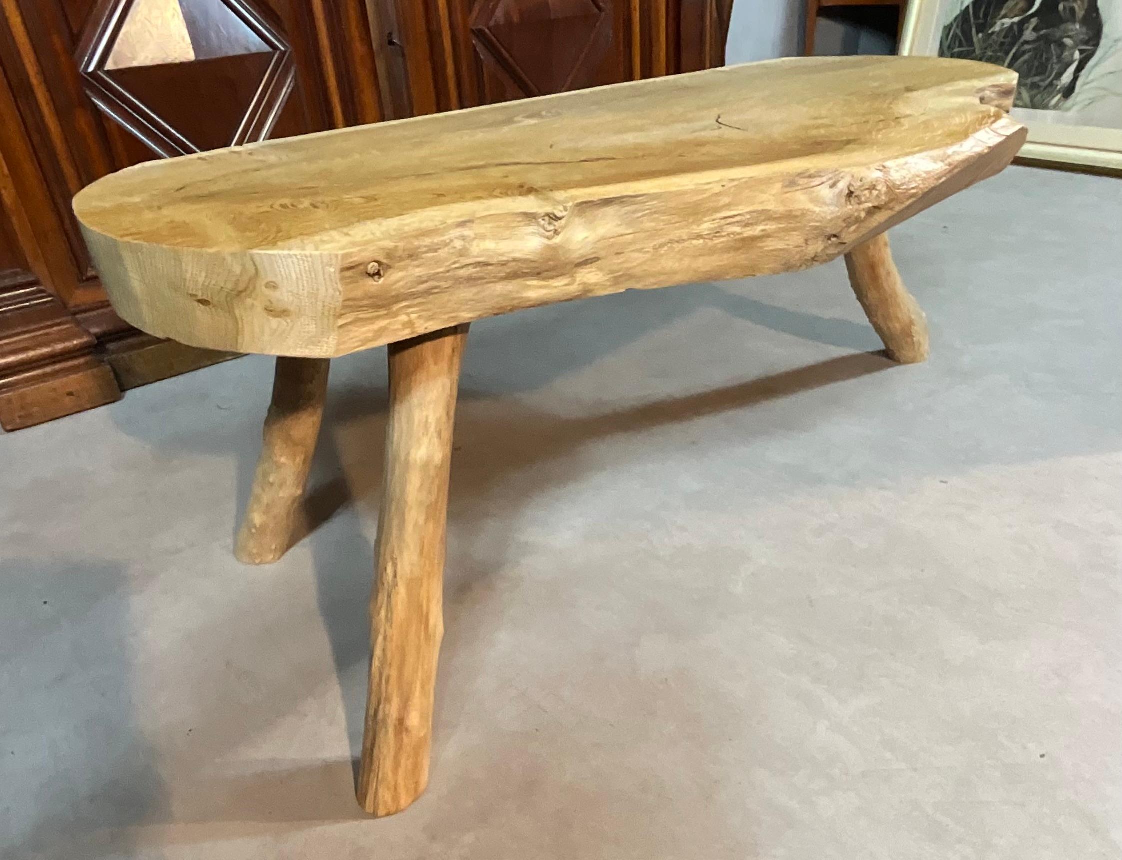 Hand-Crafted French oak coffee table 20th century For Sale