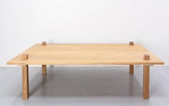 French Oak Coffee Table Brutalist Style Original Creation by S Lamarre, 2023