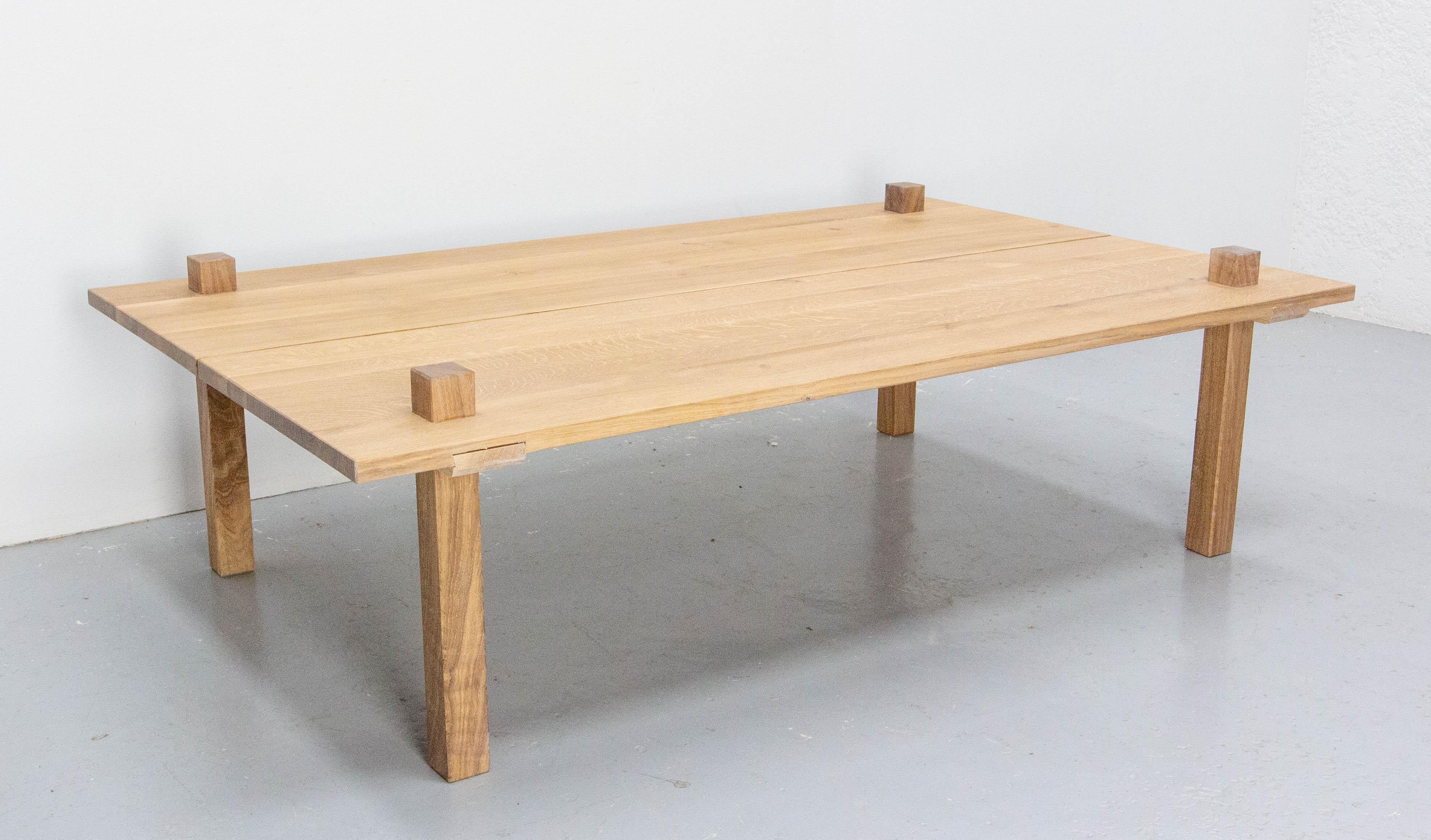 French Oak Coffee Table Brutalist Style Original Creation by S Lamarre, 2023 In New Condition For Sale In Labrit, Landes