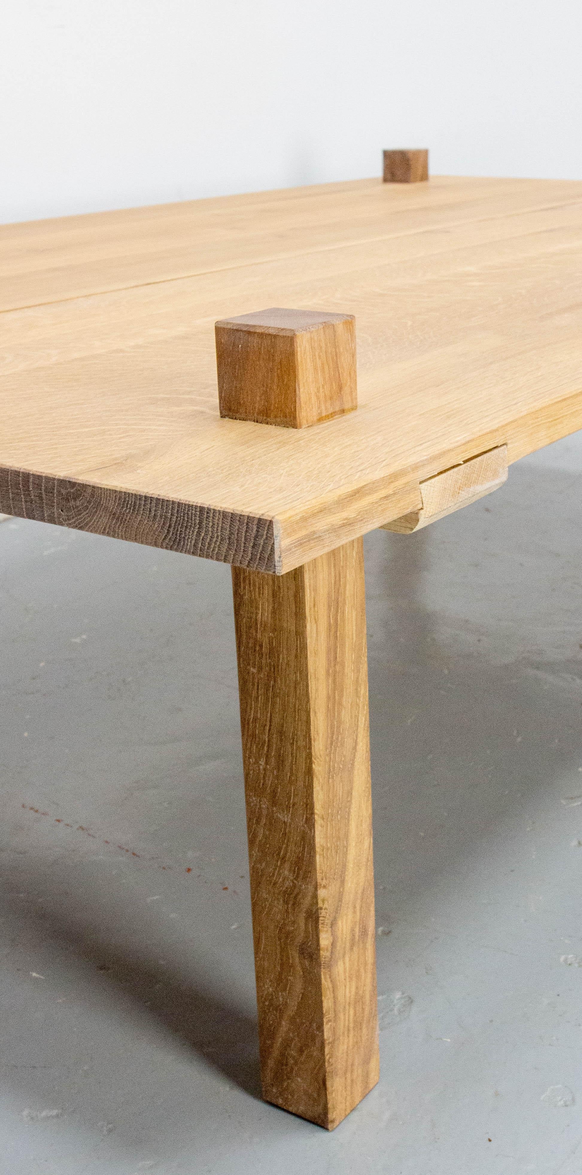 French Oak Coffee Table Brutalist Style Original Creation by S Lamarre, 2023 For Sale 1