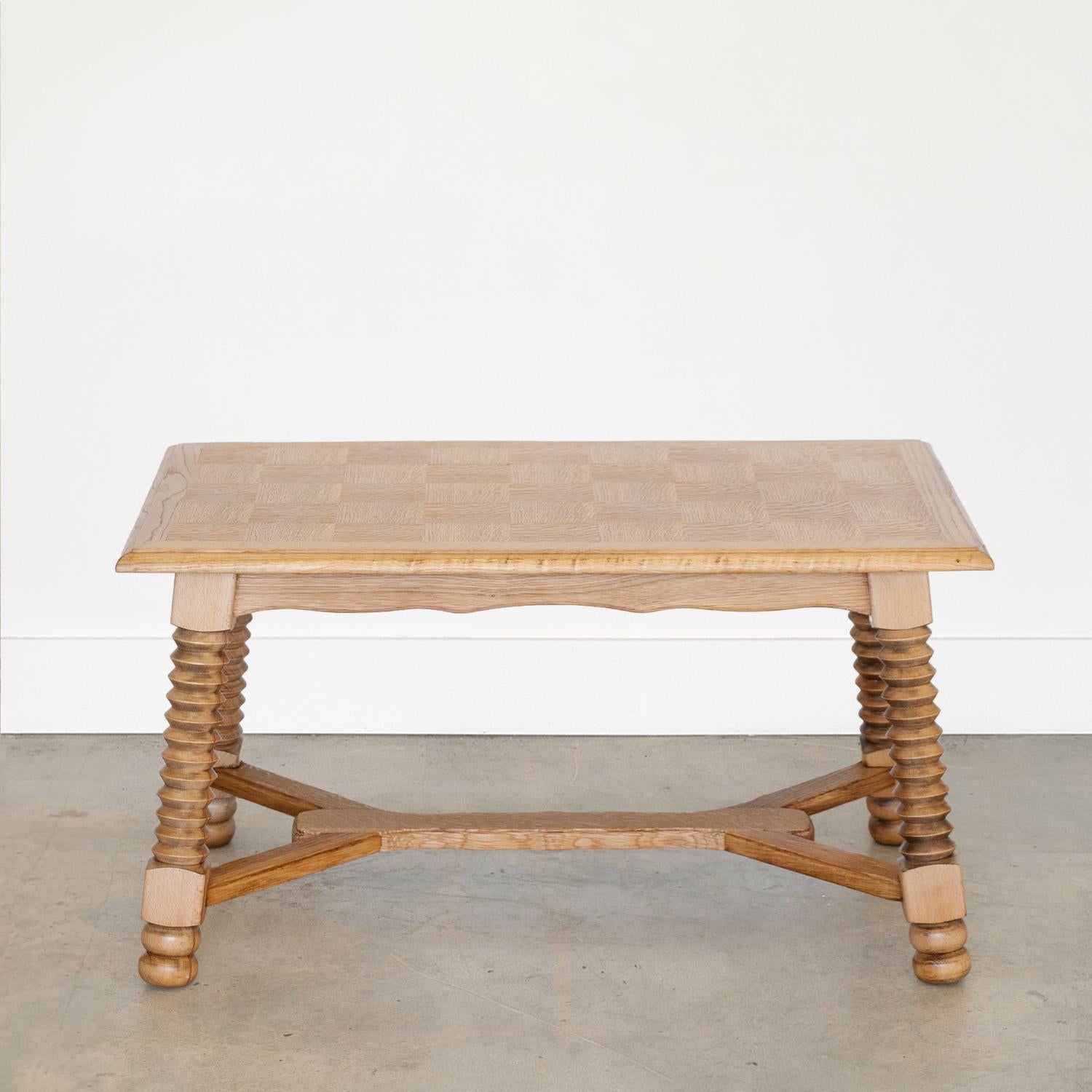 French Oak Coffee Table by Charles Dudouyt 1