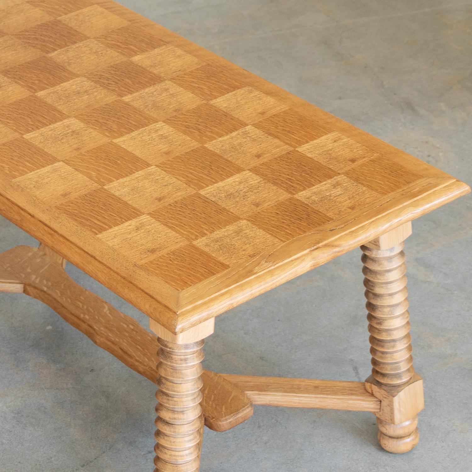 French Oak Coffee Table by Charles Dudouyt 4
