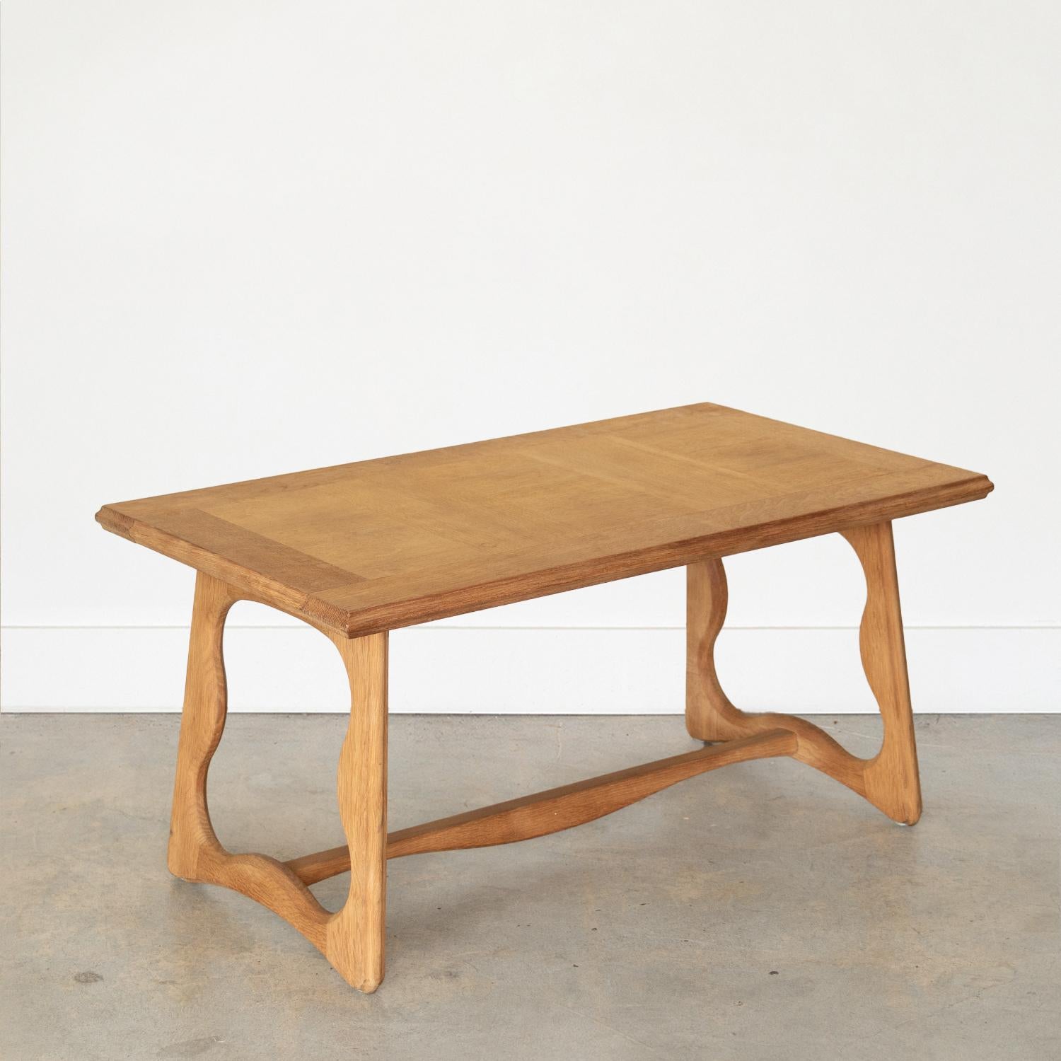 French Oak Coffee Table by Guillerme et Chambron 1