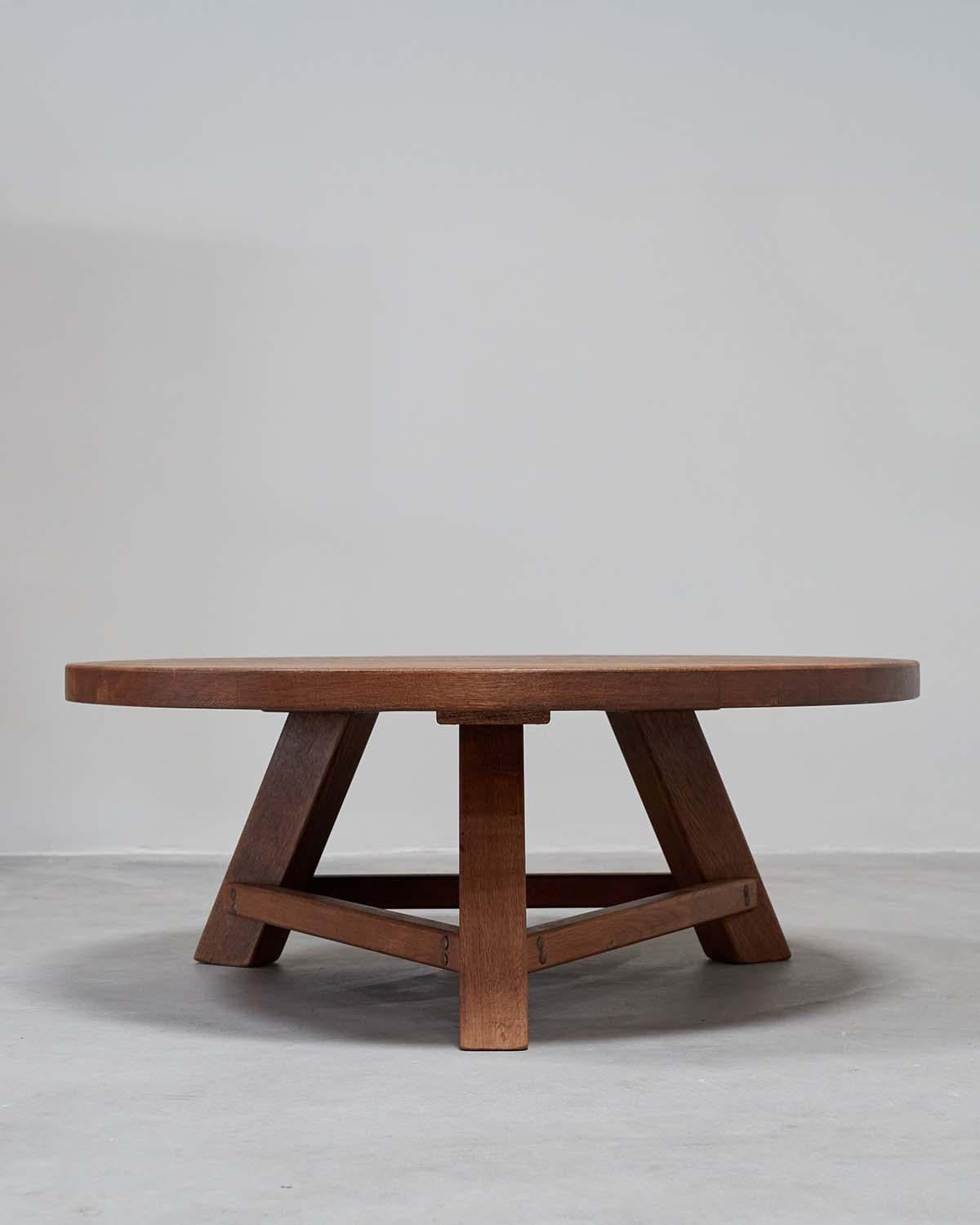 Mid-Century Modern French Oak Coffee Table For Sale