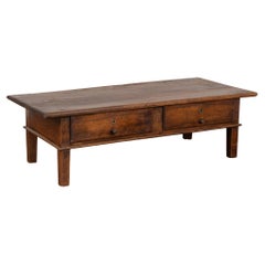 French Oak Coffee Table with Two Drawers, circa 1820-40