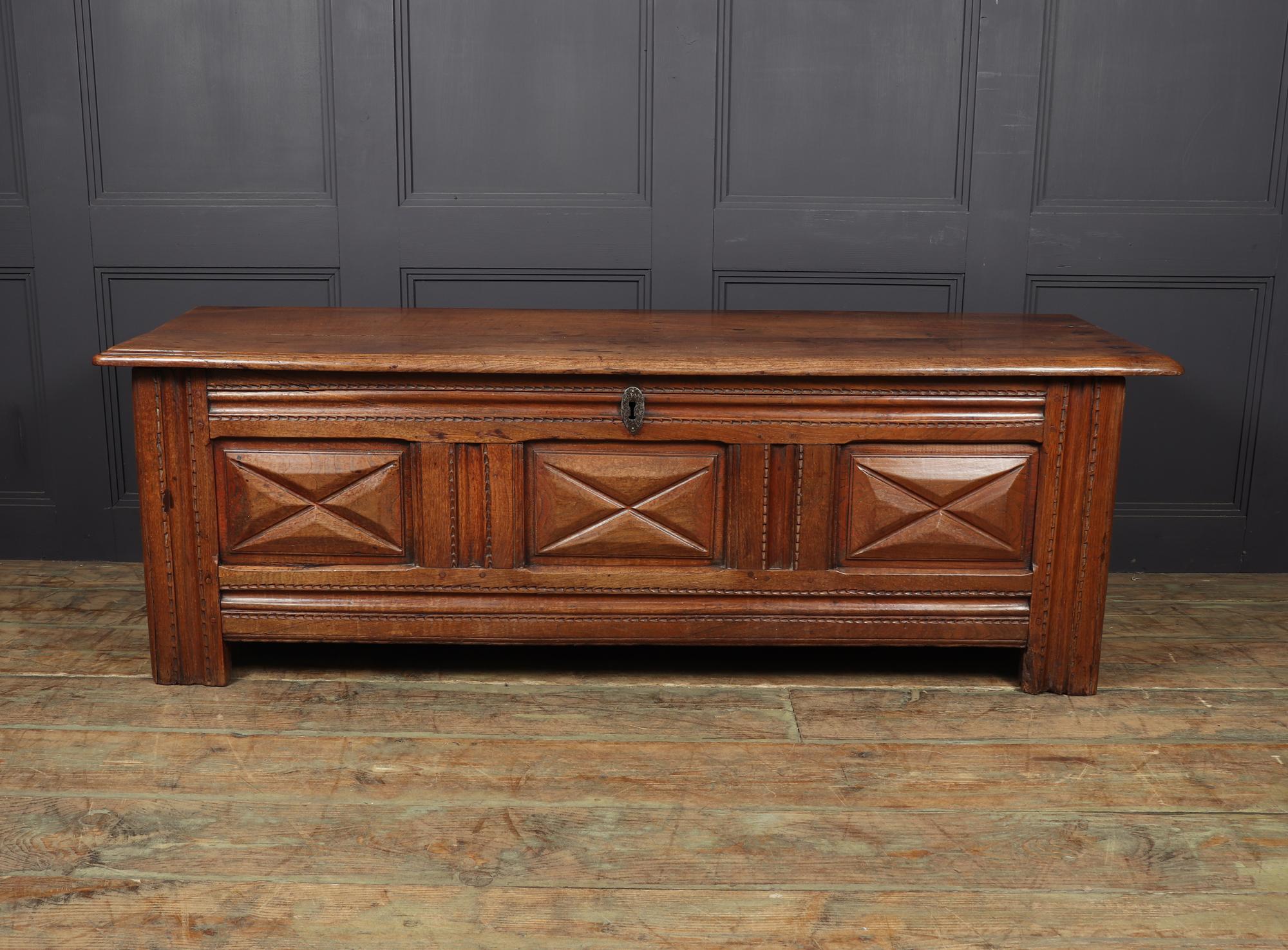 French Provincial French Oak Coffer Blanket Box 19th Century