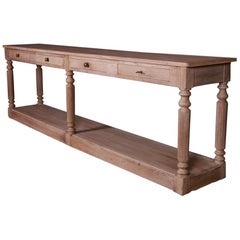 Antique French Oak Console Table with Potboard