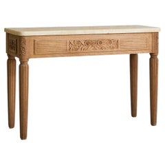 French Oak Console with Onyx Top, 1920s