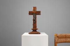 French Oak & Copper Crucifix, ca. 1920