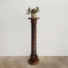 French Oak Corkscrew Pedestal in the style of Dudouyt