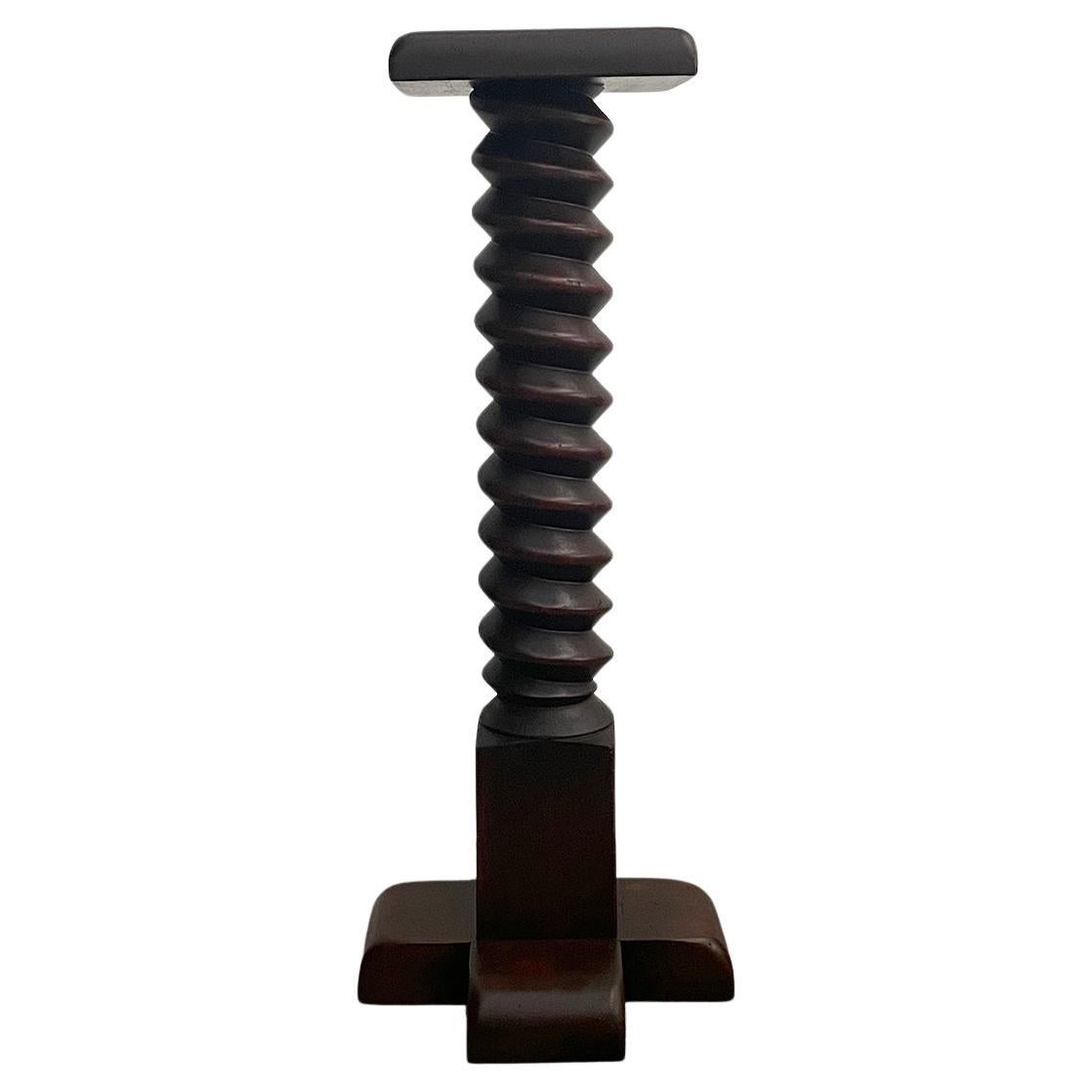 French Oak Corkscrew Pedestal in the style of Dudouyt