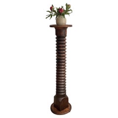 French Oak Corkscrew Pedestal in the style of Dudouyt