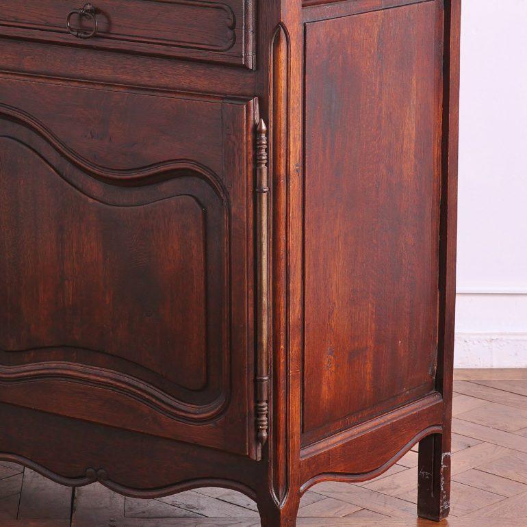 Brass French Oak Country Cabinet ‘Deux Corps’