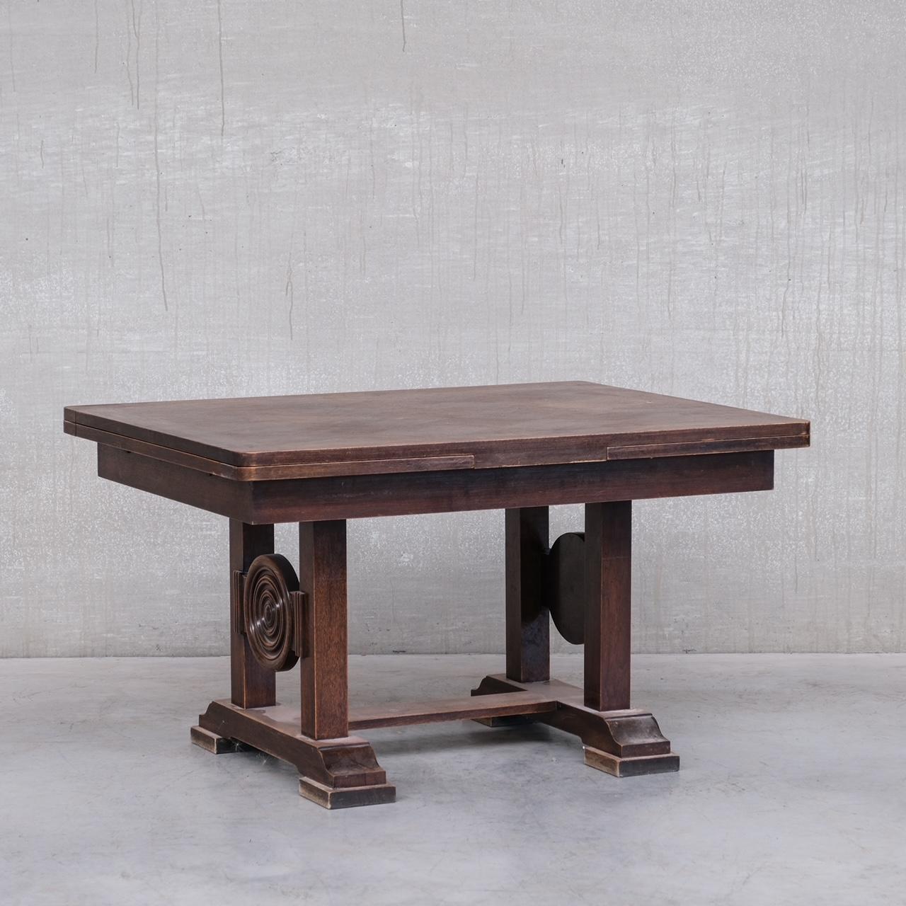 French Oak Deco Dining Table in the Manner of Dudouyt In Good Condition For Sale In London, GB