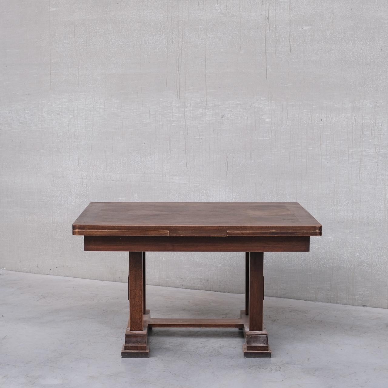 20th Century French Oak Deco Dining Table in the Manner of Dudouyt For Sale