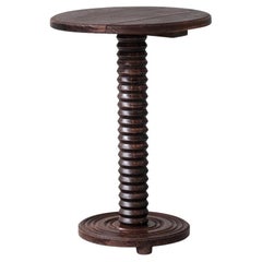 French Oak Deco Side Table in Manner of Dudouyt