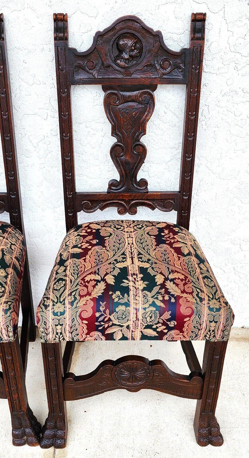 Cotton French Oak Dining Chairs 19th Century Set of 4 For Sale