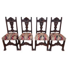 Antique French Oak Dining Chairs 19th Century Set of 4