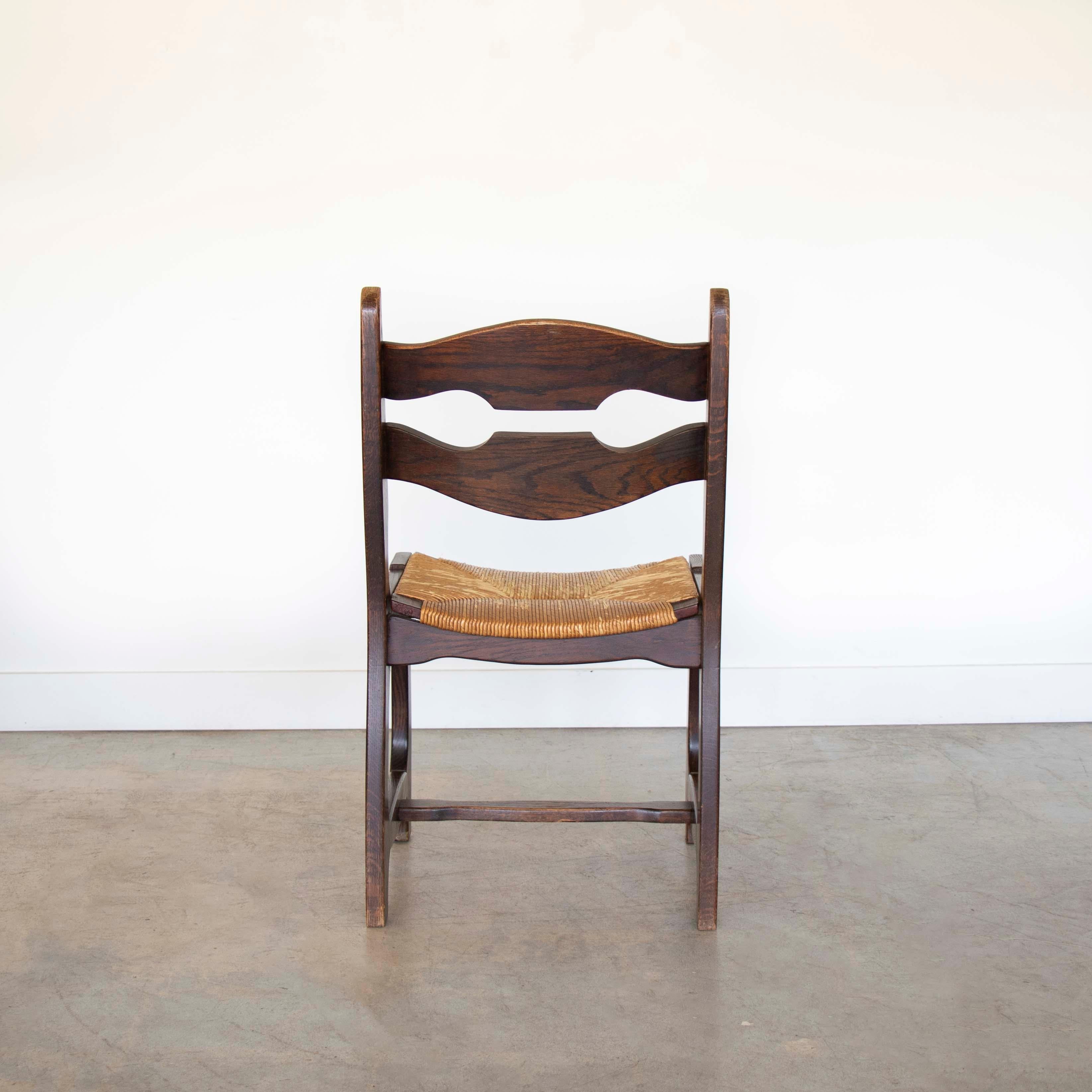 Chaises de salle à manger en Oak dans le style de Guillerme et Chambron, ensemble de 6 pièces en vente 1