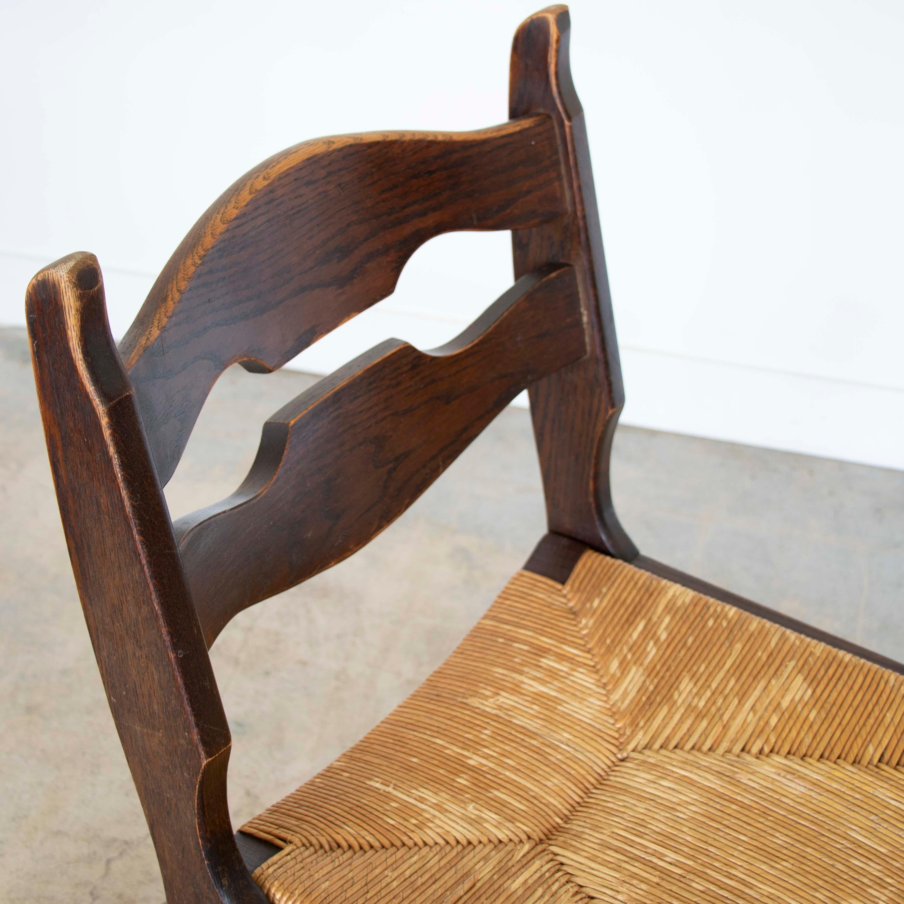 Chaises de salle à manger en Oak dans le style de Guillerme et Chambron, ensemble de 6 pièces en vente 2