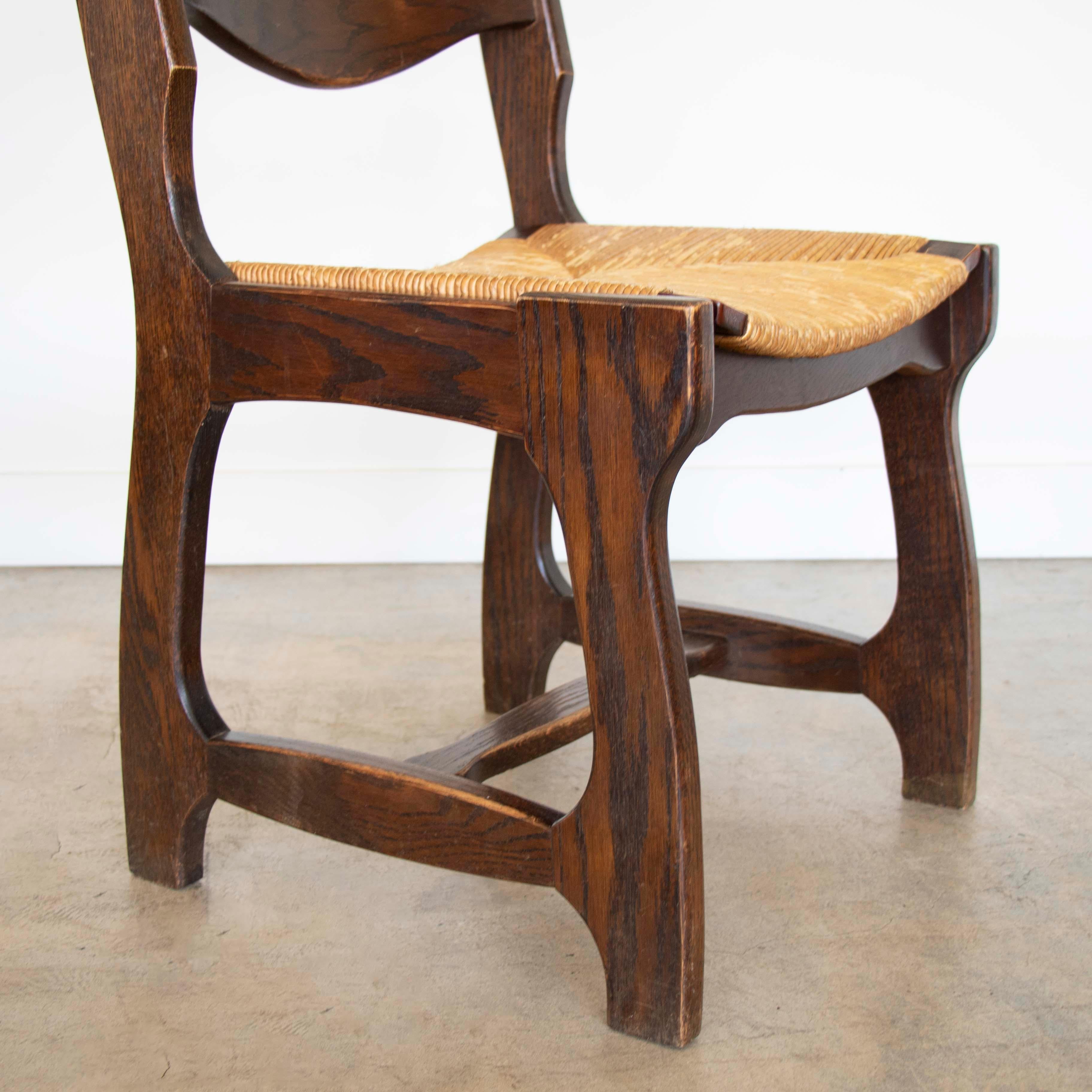 Chaises de salle à manger en Oak dans le style de Guillerme et Chambron, ensemble de 6 pièces en vente 3