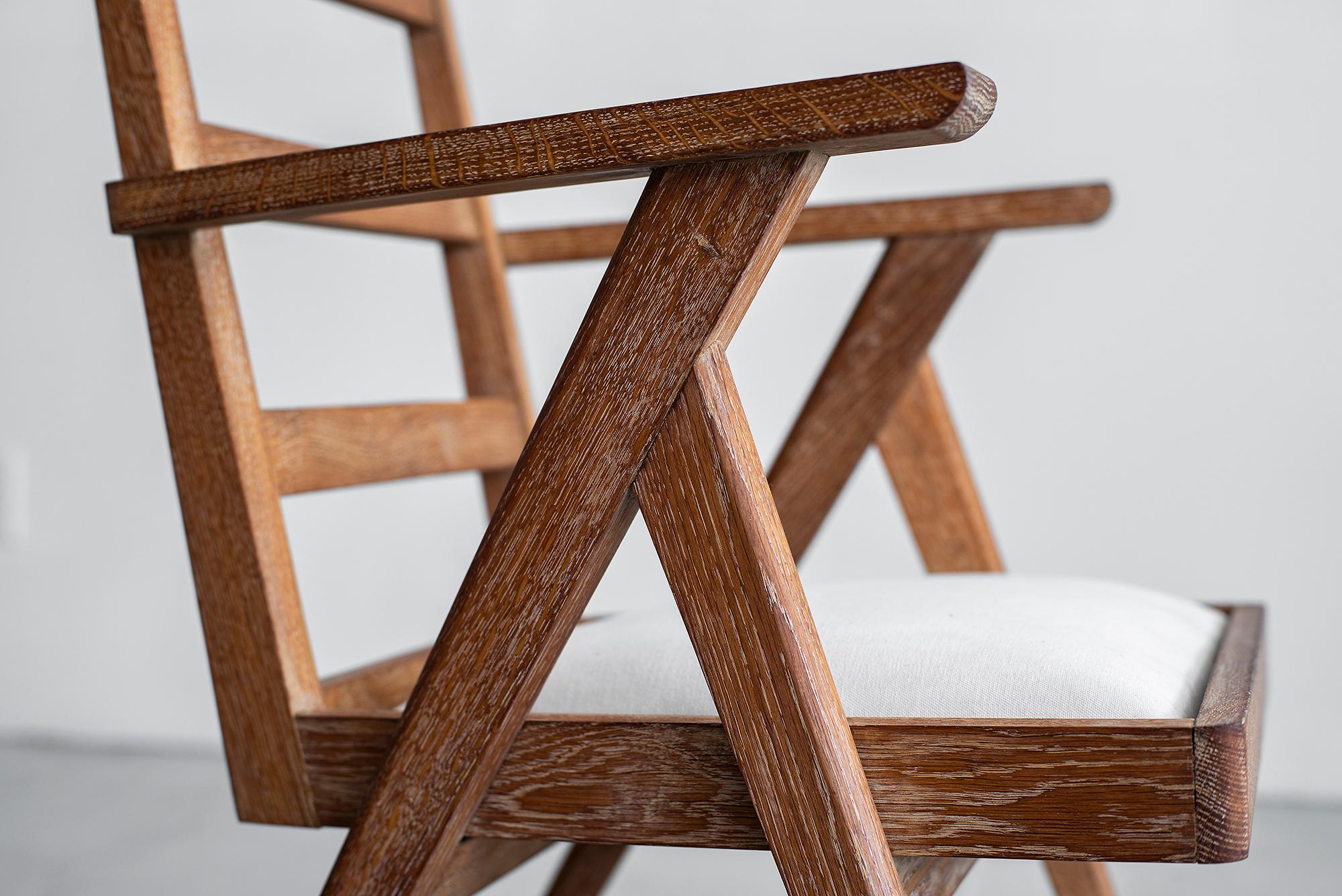 Linen French Oak Dining Chairs