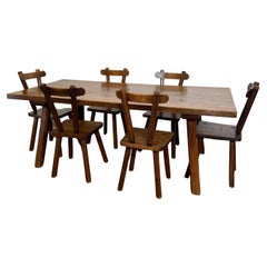 French oak Dining table and 6 matching chairs