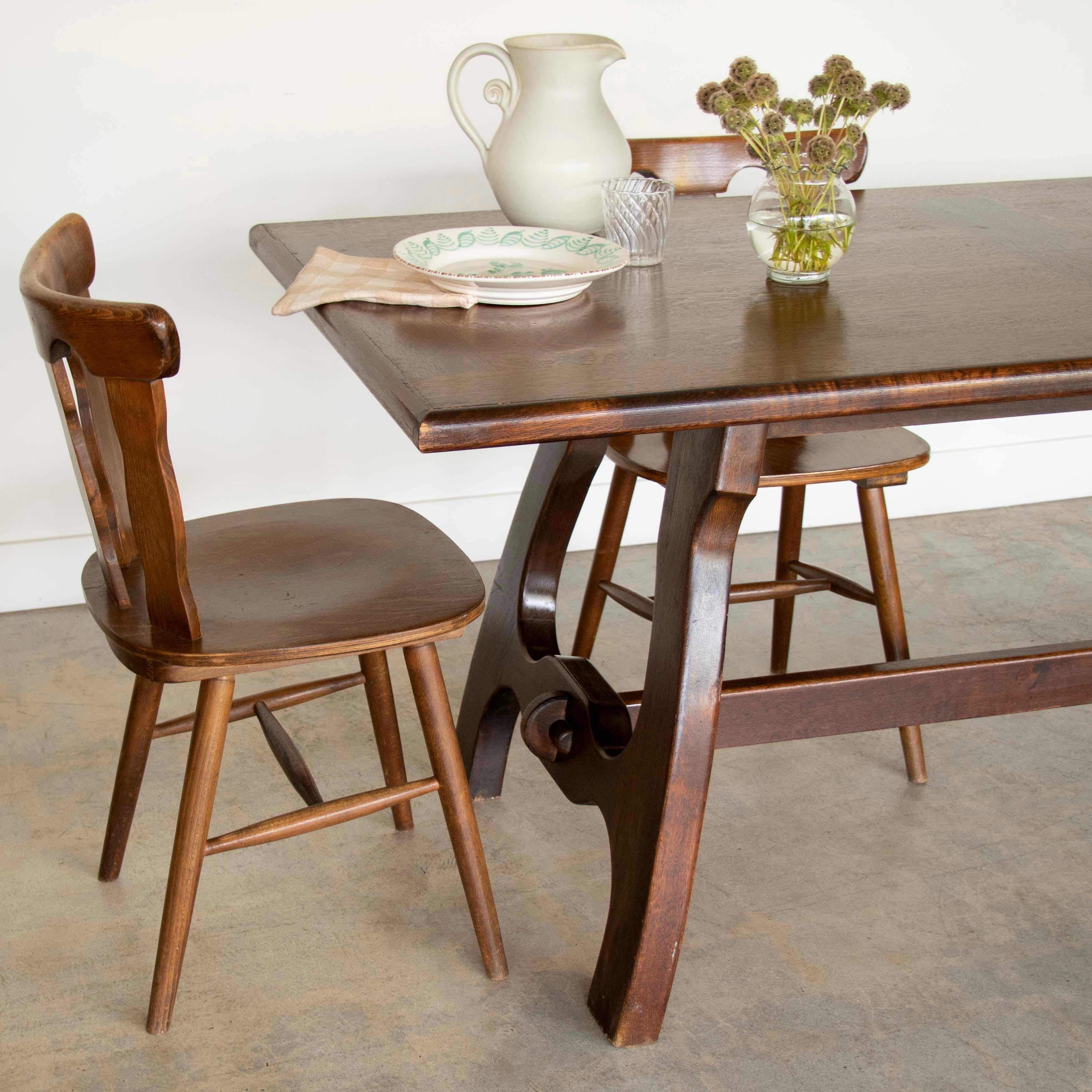 French Oak Dining Table by Guillerme & Chambron In Good Condition In Los Angeles, CA