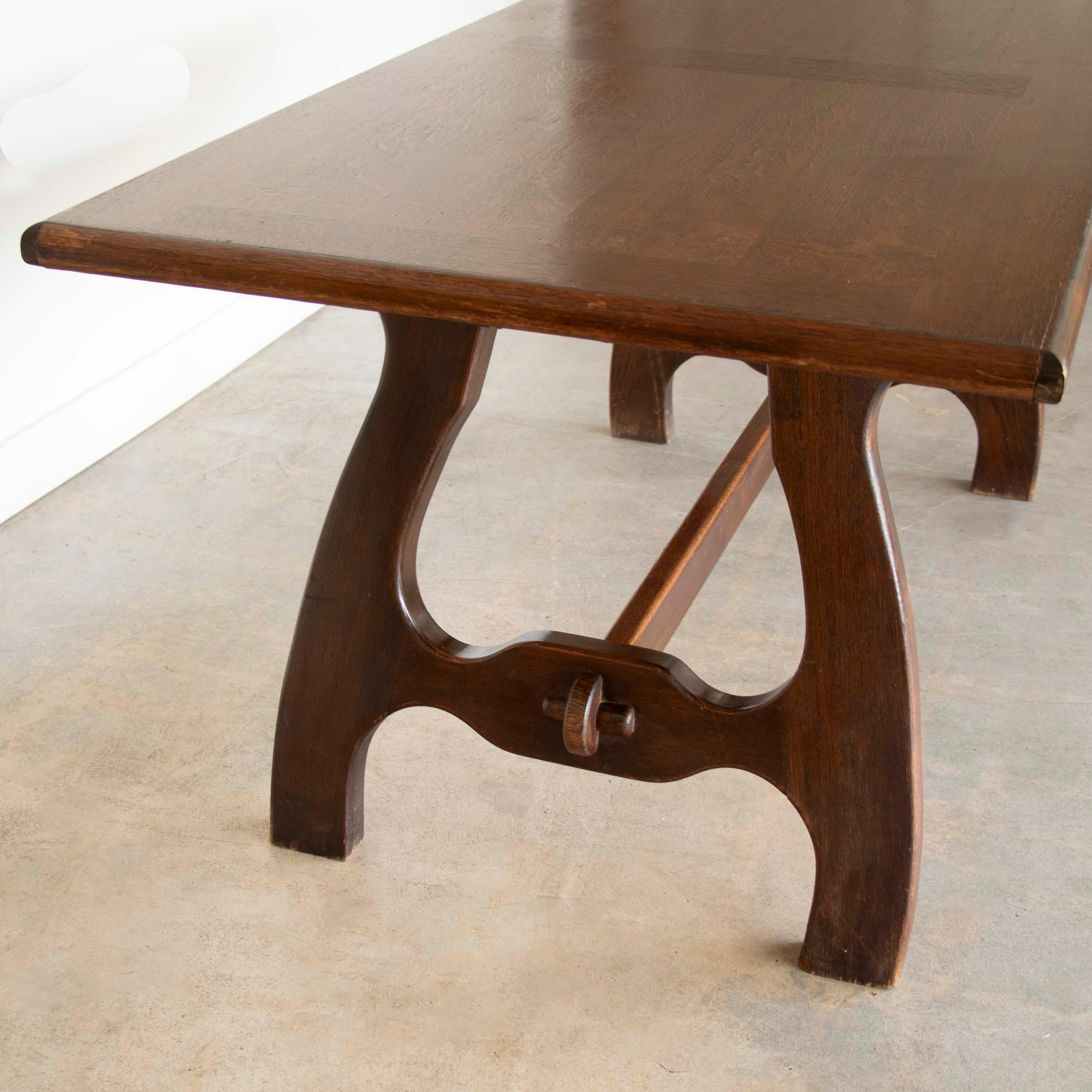 French Oak Dining Table by Guillerme & Chambron 4